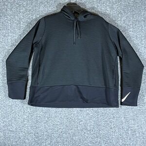 Nike‎ Dri Fit Hoodie Sweatshirt Black Textured Pullover Athleisure XL